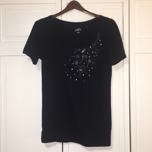 Beaded LOFT dk blue knit top - Picture 2 of 6